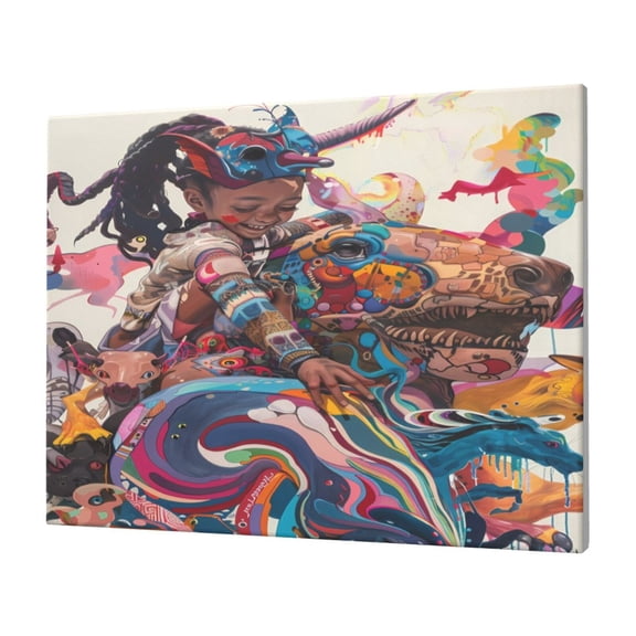 Logiee Fantasy Colorful Beast Print Canvas Wall Art,Canvas Picture Prints with Frame, Wall Art Decorative,Canvas Decorative,Suitable for Living Room Bedroom Office Room 30x40