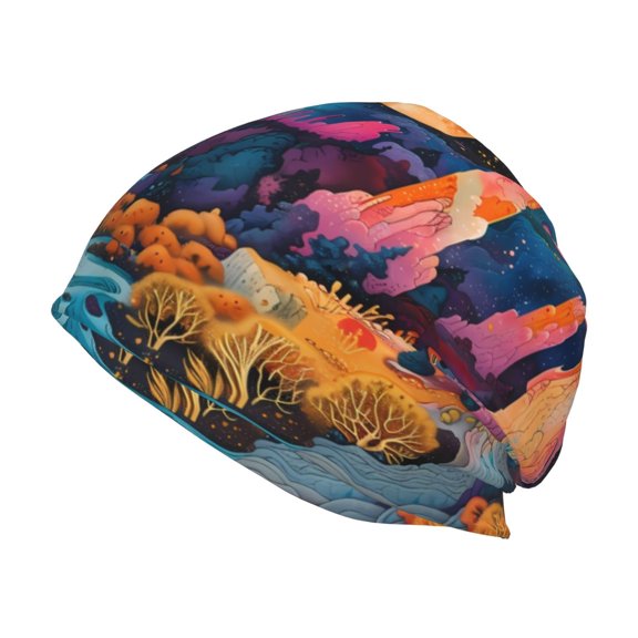Logiee Fantasy Cosmic Landscape Print Unisex Knit Beanie for Men Women Winter Hat,Beanies Skull Caps