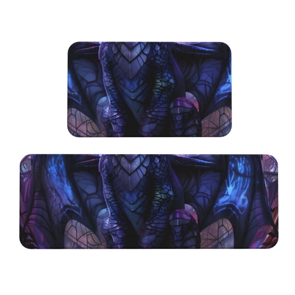 Logiee Fantasy Dragon In Cathedral Print Kitchen Mats for Floor Sets of 2,Waterproof Kitchen Rugs,Non Slip Comfort Standing Mat Rug for Home,Runner,Sink,Office,Laundry