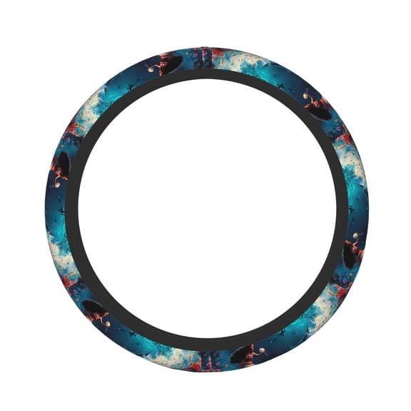 Logiee Fantasy Underwater Adventure Print Breathable Elastic Steering Wheel Cover, Non-Slip Stretch Steering Wheel Protector,Universal 15 Inch Fit Auto, Suvs, Truck