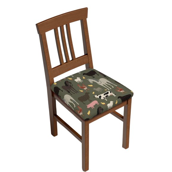 Logiee Farm Animals Print Square Chair Seat Covers, Stretch Chair Seat Covers,Seat Chair Slipcover, Non-Slip Chair Slipcover,Furniture Protector for Indoor and Outdoor-Four Pieces