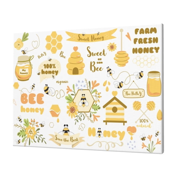 Logiee Farm Bee Cute Honey Print Canvas Wall Art,Canvas Picture Prints with Frame, Wall Art Decorative,Canvas Decorative,Suitable for Living Room Bedroom Office Room 30x40