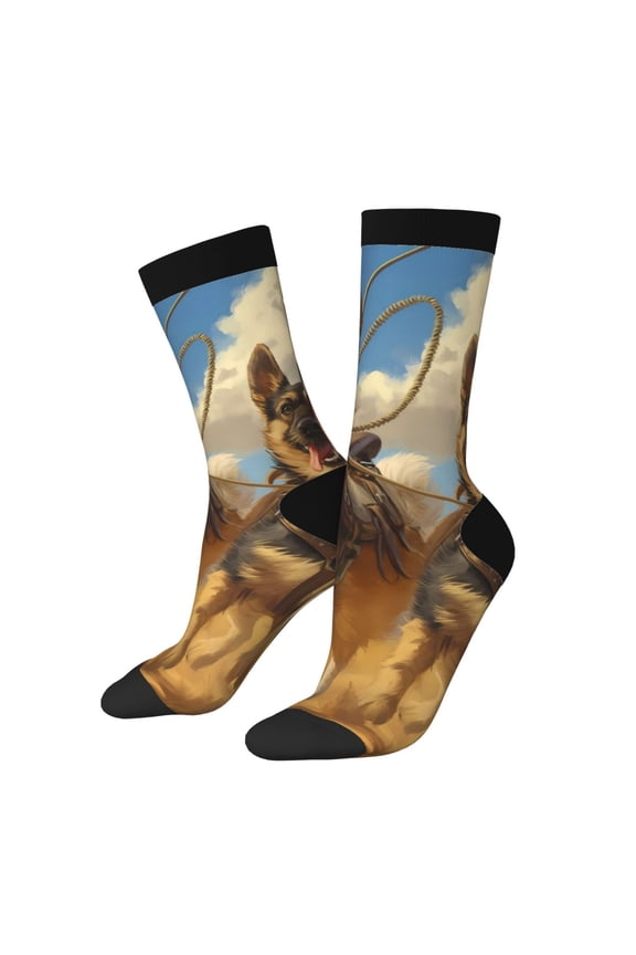 Farm Corgi German Shepherd Print Adult Socks for Men & Women,Calf Socks, Ankle Socks,Boots Socks,Breathable Casual Sock,Unisex Crew Socks