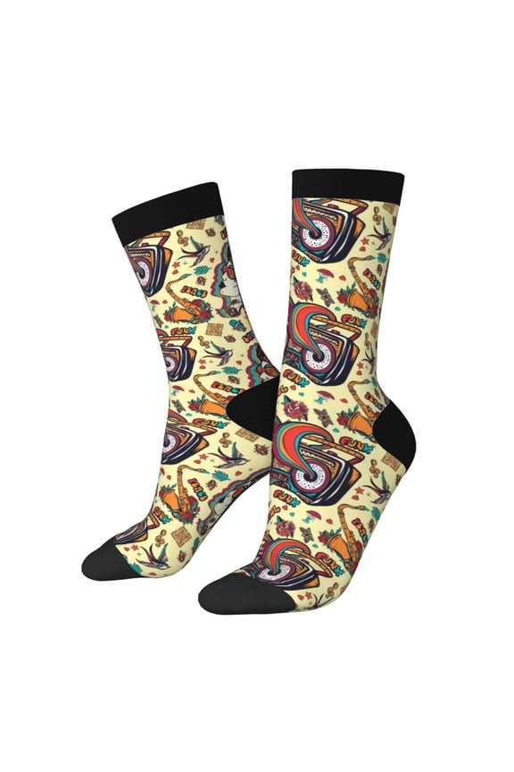 Fashion Hippie Girl Print Adult Socks for Men & Women,Calf Socks, Ankle Socks,Boots Socks,Breathable Casual Sock,Unisex Crew Socks