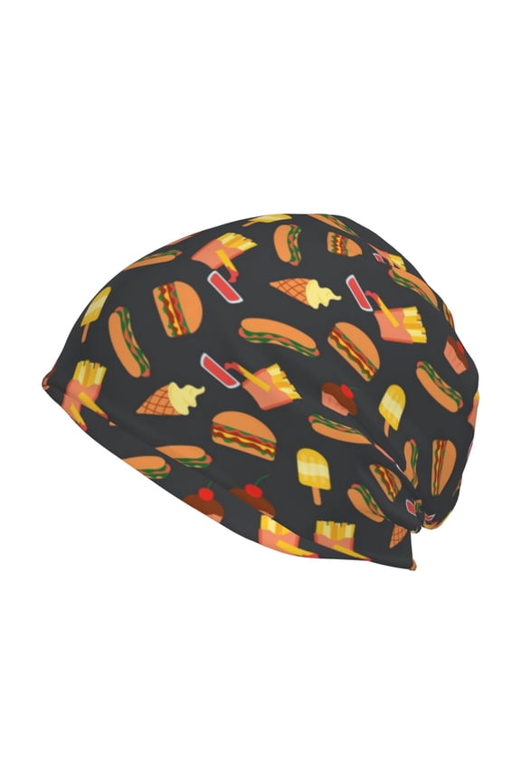 Fast Food Print Unisex Knit Beanie for Men Women Winter Hat,Beanies Skull Caps
