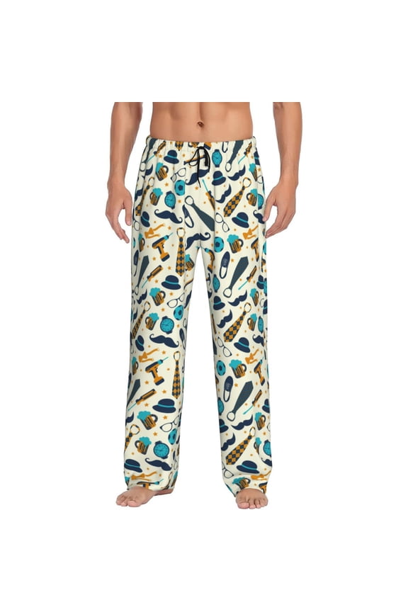 Fathers day Print Pajama Pants for Men,Men’s Pajama Bottoms,Mens PJ Pants with Pockets & Button Fly-Medium