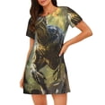 thumbnail image 1 of Logiee Ferocious Dinosaur Print Nightgowns for Women,Soft Short-Sleeved Lightweight Sleepwear, Loose Sleepshirts, 1 of 6