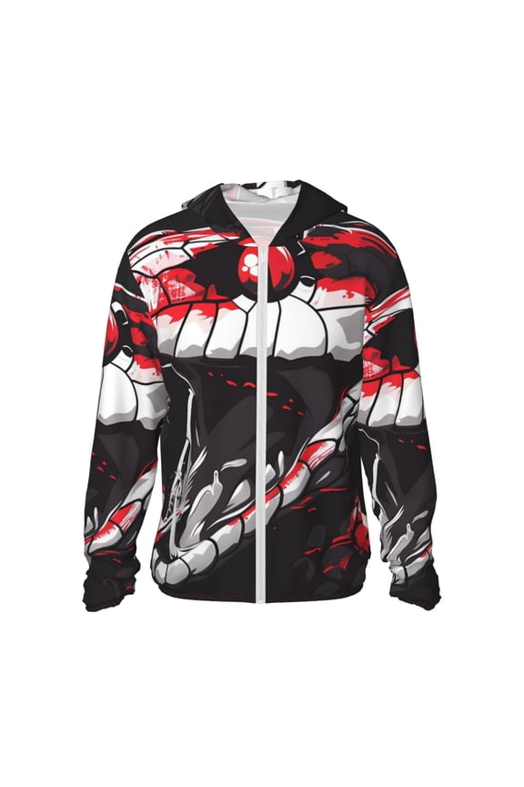 Fierce Red Viper Graphic Art Print Men's Women Light Jacket Full Zip Sun Protection Hoodie Long Sleeve Sun Shirts for Men Hiking Fishing Zip Pockets-