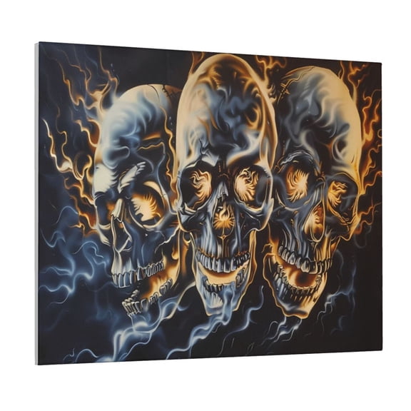 Logiee Fiery Skull Trio Print Canvas Wall Art ,Art Poster,Canvas Decorative Picture,Decor Wall Pictures for Living Room Bedroom Bathroom,Ready to Hang