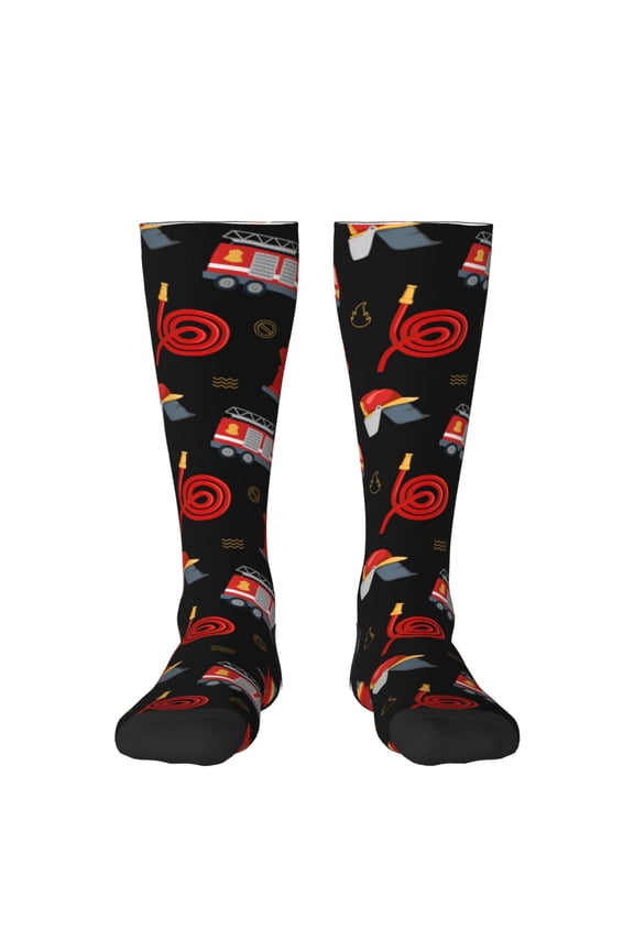 Fire Fighting Print Gift Stocking Stuffers,Adult Stockings,Novelty Socks,Funny Socks Birthday Running Walking Sleeping