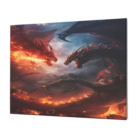 Logiee Fire Sky Dragon Print Canvas Wall Art,Canvas Picture Prints with Frame, Wall Art Decorative,Canvas Decorative,Suitable for Living Room Bedroom Office Room 30x40