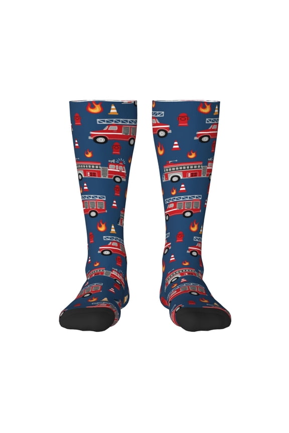 Fire Truck 1 Print Gift Stocking Stuffers,Adult Stockings,Novelty Socks,Funny Socks Birthday Running Walking Sleeping