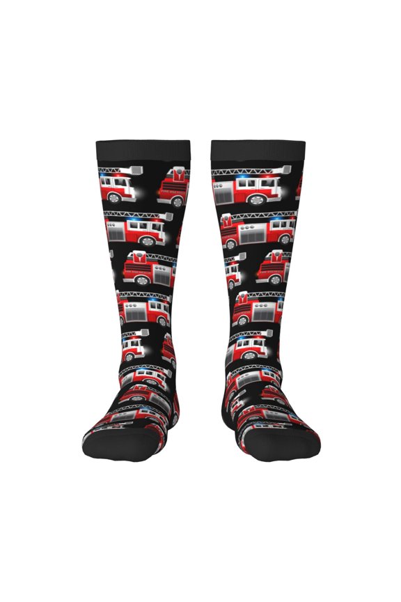 Fire and Rescue Truck Print Gift Stocking Stuffers,Adult Stockings,Novelty Socks,Funny Socks Birthday Running Walking Sleeping