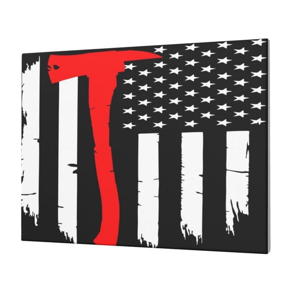 Logiee Firefighters USA Flag Print Canvas Wall Art,Canvas Picture Prints with Frame, Wall Art Decorative,Canvas Decorative,Suitable for Living Room Bedroom Office Room 30x40