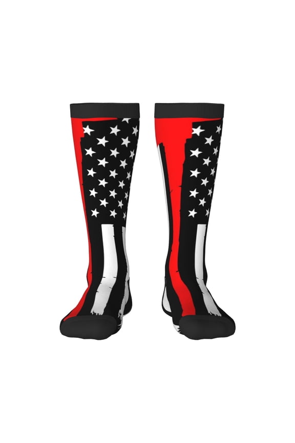 Firefighters USA Flag Print Gift Stocking Stuffers,Adult Stockings,Novelty Socks,Funny Socks Birthday Running Walking Sleeping