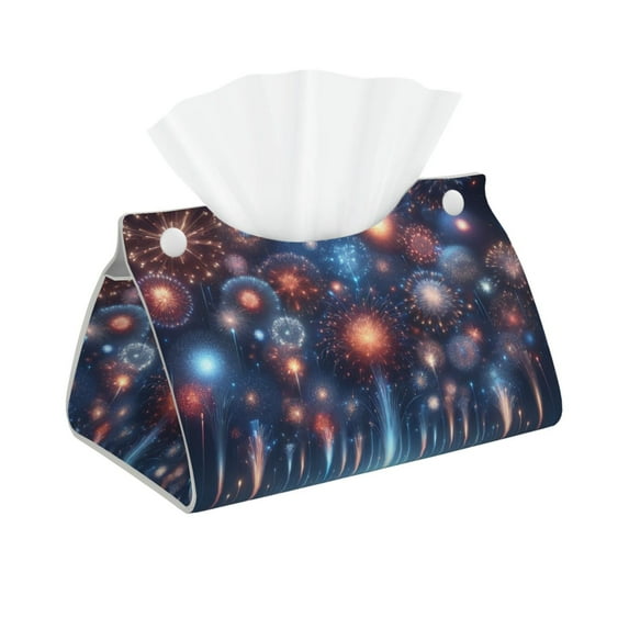 Logiee Fireworks1 Print Tissue Box Cover,Stylish Tissue Box Holder Decorative Tissue Cover for Bathroom Toilet Bedroom Living Room Table Desk Office