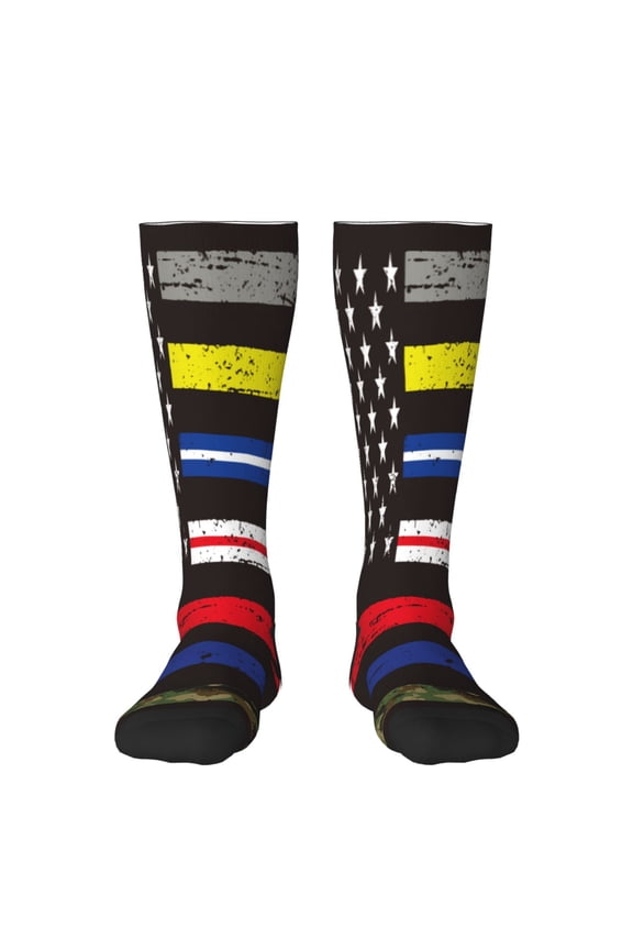 First Responder American Flag Print Gift Stocking Stuffers,Adult Stockings,Novelty Socks,Funny Socks Birthday Running Walking Sleeping