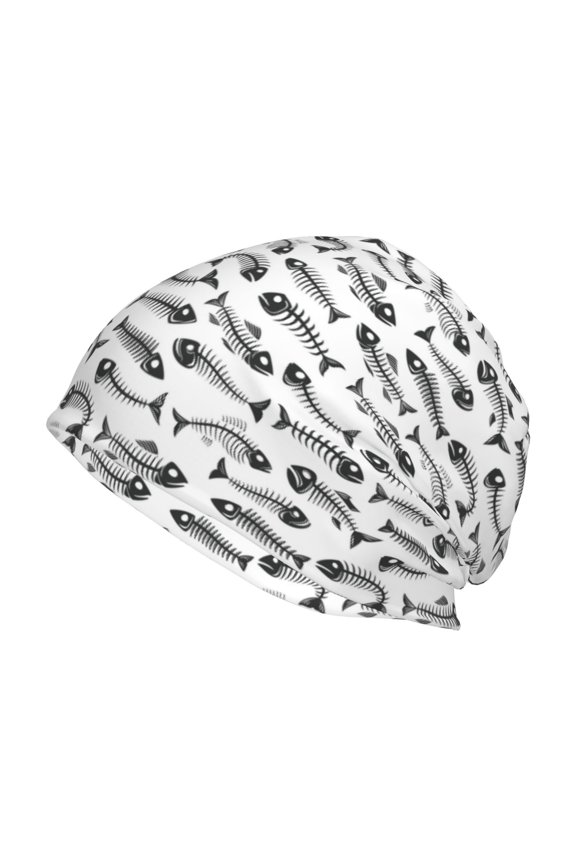 Fish Bones Print Unisex Knit Beanie for Men Women Winter Hat,Beanies Skull Caps