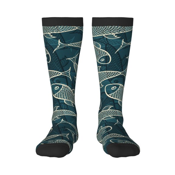 Logiee Fish Style Print Gift Stocking Stuffers,Adult Stockings,Novelty Socks,Funny Socks Birthday Running Walking Sleeping