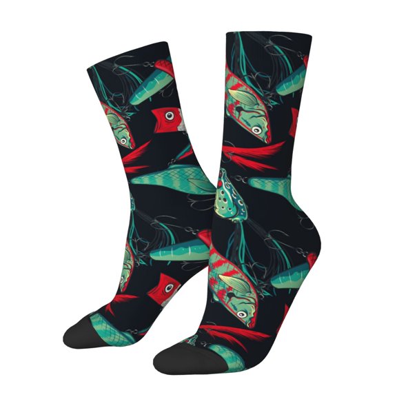 Logiee Fishing Lure Print Adult Socks for Men & Women,Calf Socks, Ankle Socks,Boots Socks,Breathable Casual Sock,Unisex Crew Socks