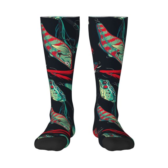Logiee Fishing Lure Print Gift Stocking Stuffers,Adult Stockings,Novelty Socks,Funny Socks Birthday Running Walking Sleeping