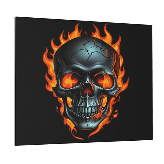 Logiee Flame Metal Skull Print Canvas Wall Art ,Art Poster,Canvas Decorative Picture,Decor Wall Pictures for Living Room Bedroom Bathroom,Ready to Hang