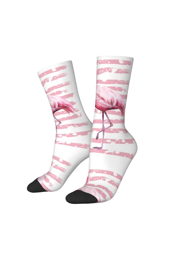 Flamingo Print Adult Socks for Men & Women,Calf Socks, Ankle Socks,Boots Socks,Breathable Casual Sock,Unisex Crew Socks