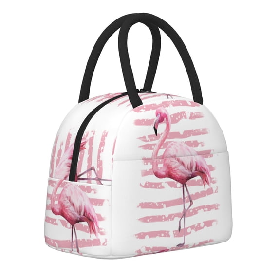Logiee Flamingo Print Lunch Bag for Women & Men,Adult Insulated Lunch Box,Food Lunch Containers,Reusable High Capacity Lunch Tote Bags for Work, Travel, Outdoor