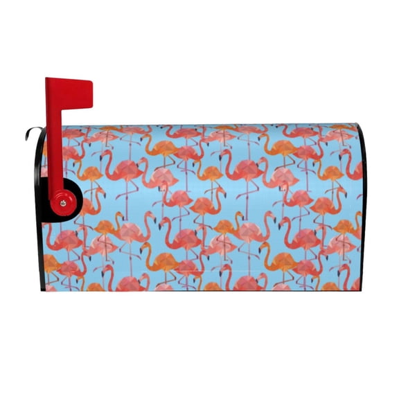 Logiee Flamingo Print Post Letter Box Wrap Decor, Mailbox Cover Suitable for Standard Mailbox and Large Size Mailbox,Outdoor Yard Decoration-21x18 in