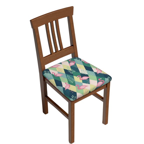 Logiee Flamingo Print Square Chair Seat Covers, Stretch Chair Seat Covers,Seat Chair Slipcover, Non-Slip Chair Slipcover,Furniture Protector for Indoor and Outdoor-Six Piece