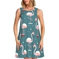 thumbnail image 1 of Logiee Flamingo Print Summer Dresses for Women,Beach Sleeveless Flowy Pocket Tshirt Tank Sundresses,Women's Sleeveless Dress, 1 of 7