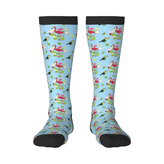 Logiee Flamingos And Tropical Plants Print Gift Stocking Stuffers,Adult Stockings,Novelty Socks,Funny Socks Birthday Running Walking Sleeping