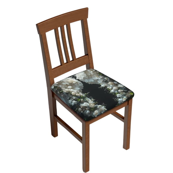 Logiee Floral Angelic White Wings Print Square Chair Seat Covers, Stretch Chair Seat Covers,Seat Chair Slipcover, Non-Slip Chair Slipcover,Furniture Protector for Indoor and Outdoor-Four Pieces