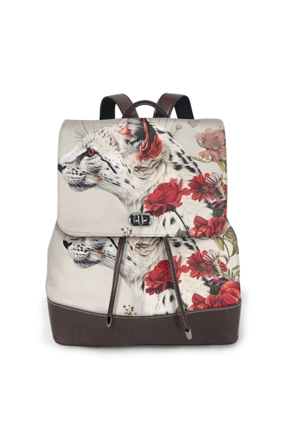 Logiee Floral Leopard Butterflies Print Backpack Purse for Women,Fashion Leather Backpack Purse,Women's Leather Backpack for Work College Travel