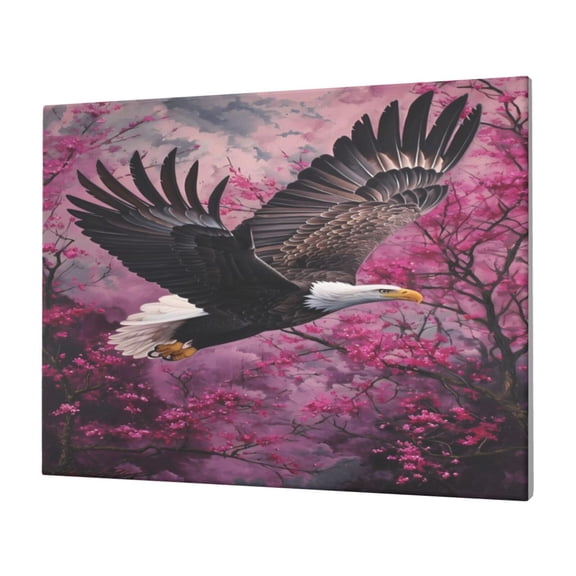 Logiee Flower Bald Eagle Print Canvas Wall Art,Canvas Picture Prints with Frame, Wall Art Decorative,Canvas Decorative,Suitable for Living Room Bedroom Office Room 30x40