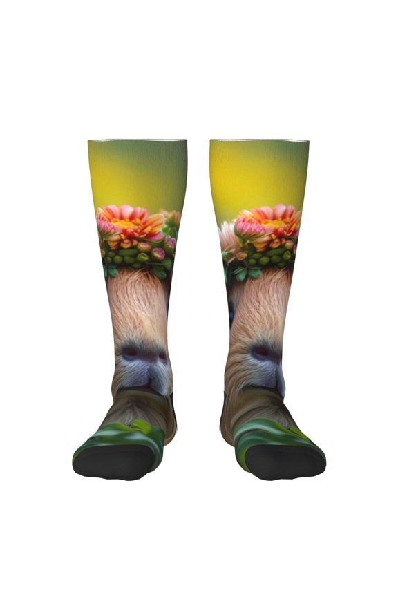 Flower Crown Guinea Pig Print Gift Stocking Stuffers,Adult Stockings,Novelty Socks,Funny Socks Birthday Running Walking Sleeping