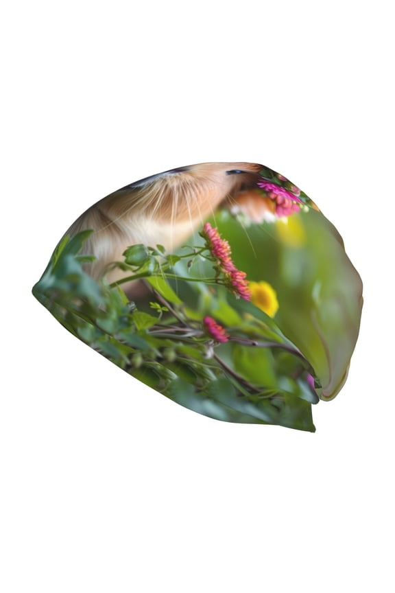 Flower Crown Guinea Pig Print Unisex Knit Beanie for Men Women Winter Hat,Beanies Skull Caps
