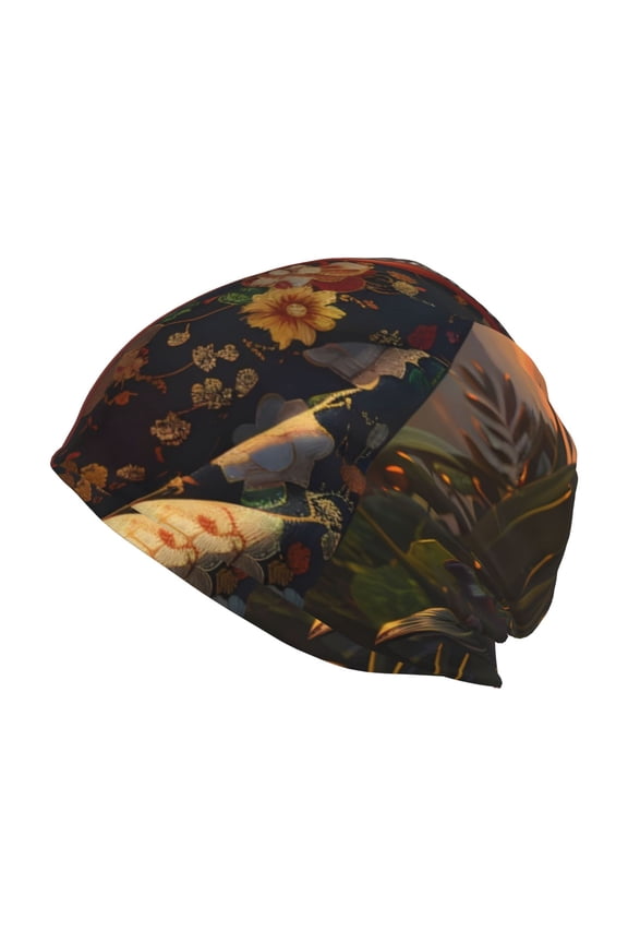 Flower Field Poodle Print Unisex Knit Beanie for Men Women Winter Hat,Beanies Skull Caps