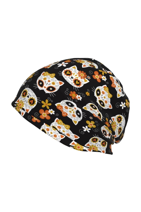 Flower Fox Print Unisex Knit Beanie for Men Women Winter Hat,Beanies Skull Caps