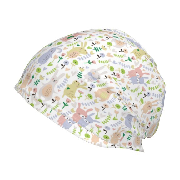 Logiee Flower Rabbit Print Unisex Knit Beanie for Men Women Winter Hat,Beanies Skull Caps