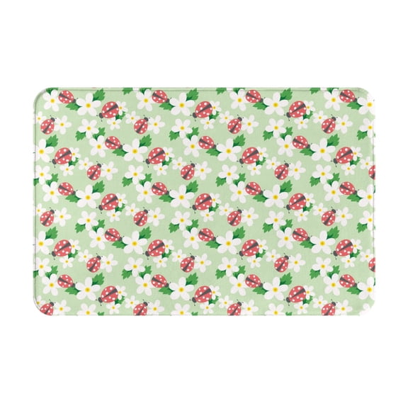 Logiee Flower With Ladybug Print Welcome Mats for Entryway,Door Mat for Front Door,Entry Mat,Doormat for Garden, Garage, Patio, Home, Porch Decor