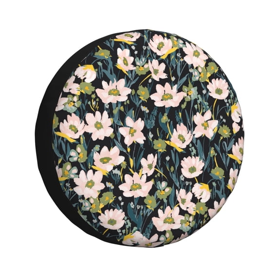 Logiee Flowers Print Spare Tire Cover, Universal Wheel Protectors,Waterproof Dust-Proof UV Sun Wheel Tire Cover,Fit for SUV, RV, Travel Trailer, Truck-17 inch