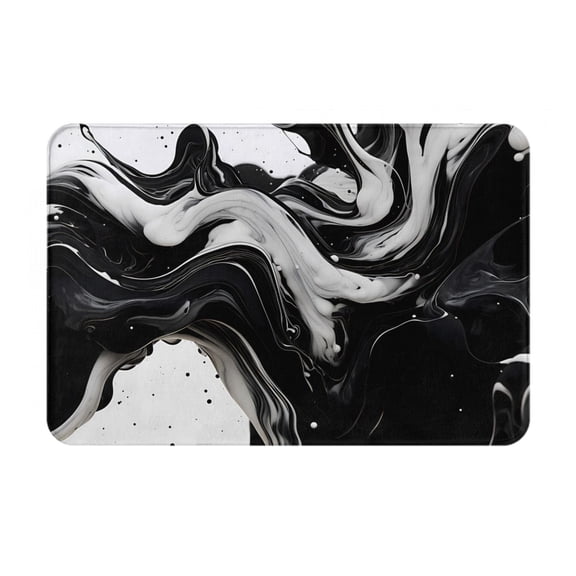 Logiee Fluid Black White Paint Swirls Print Welcome Mats for Entryway,Door Mat for Front Door,Entry Mat,Doormat for Garden, Garage, Patio, Home, Porch Decor