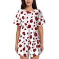 thumbnail image 1 of Logiee Fly Flying Ladybug Print Womens Pajamas Set,Short-Sleeve Pajama 2 Piece Sleepwear with Pockets-Medium, 1 of 6