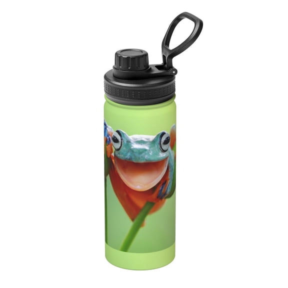 Logiee Flying Frog On Branch Print Water Bottle,18oz Sports Insulated Kettle for Cycling Gym Basketball Outdoor, Suitable as a Present