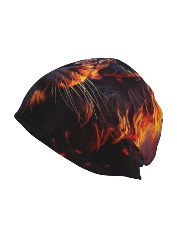 Forest Cool Lion Print Unisex Knit Beanie for Men Women Winter Hat,Beanies Skull Caps