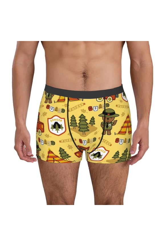 Forest Guard Print Mens Boxer Briefs,Boxer Briefs for Men,Breathable Stretch Underwear,Boys Boxer Briefs-Large