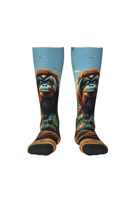 Forest Meditating Gorilla Print Gift Stocking Stuffers,Adult Stockings,Novelty Socks,Funny Socks Birthday Running Walking Sleeping