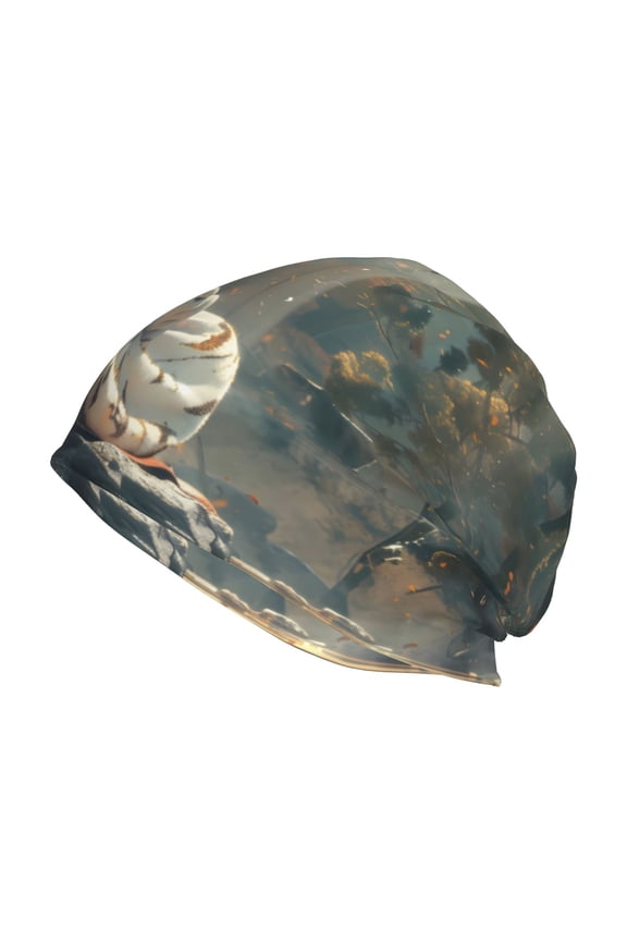 Forest Meditating White Tiger Print Unisex Knit Beanie for Men Women Winter Hat,Beanies Skull Caps