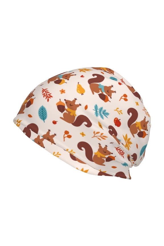 Forest Squirrel Nuts Print Unisex Knit Beanie for Men Women Winter Hat,Beanies Skull Caps